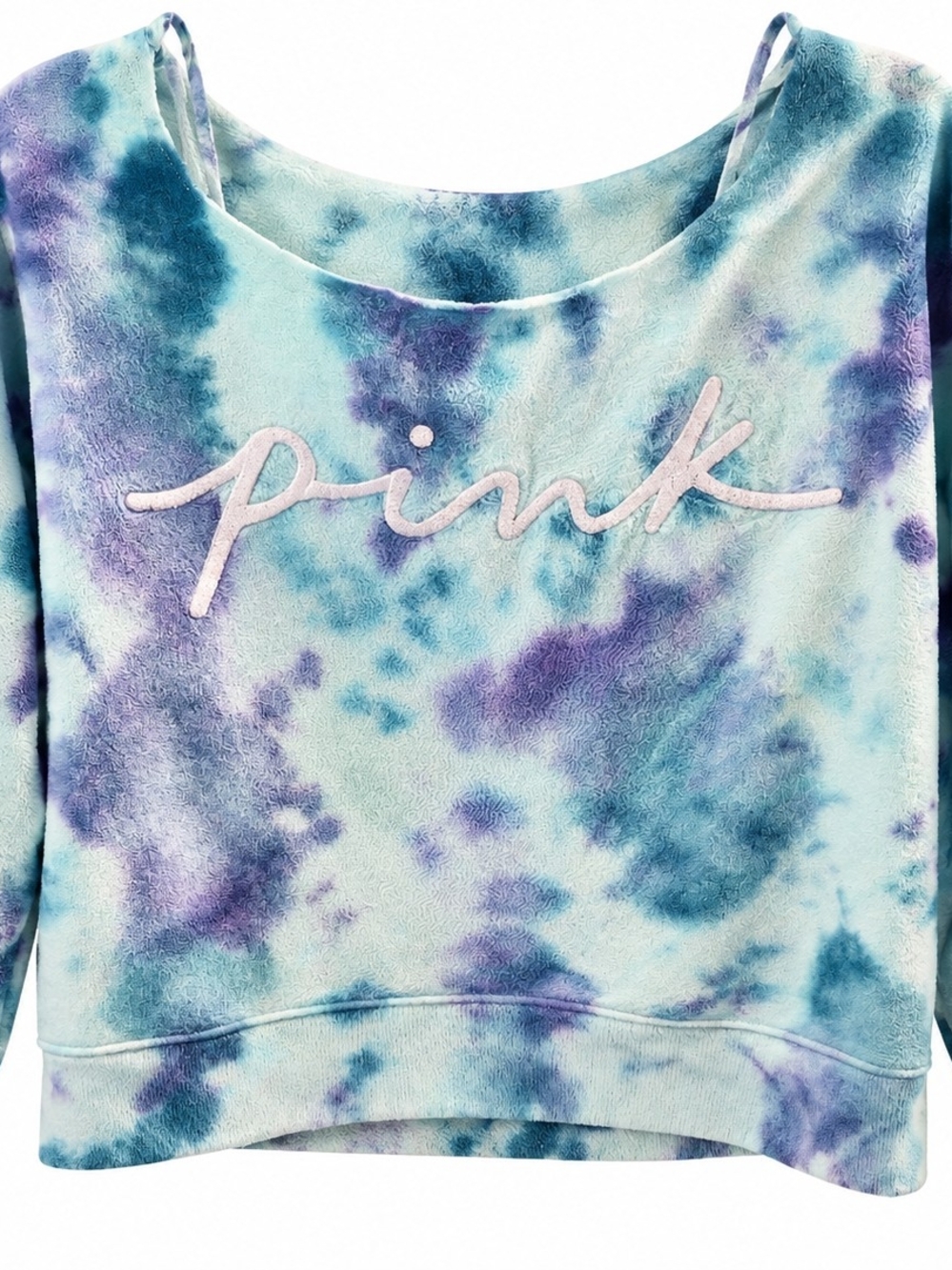 PINK Victoria's Secret Aqua & Purple Tie-Dye Pullover Sweatshirt